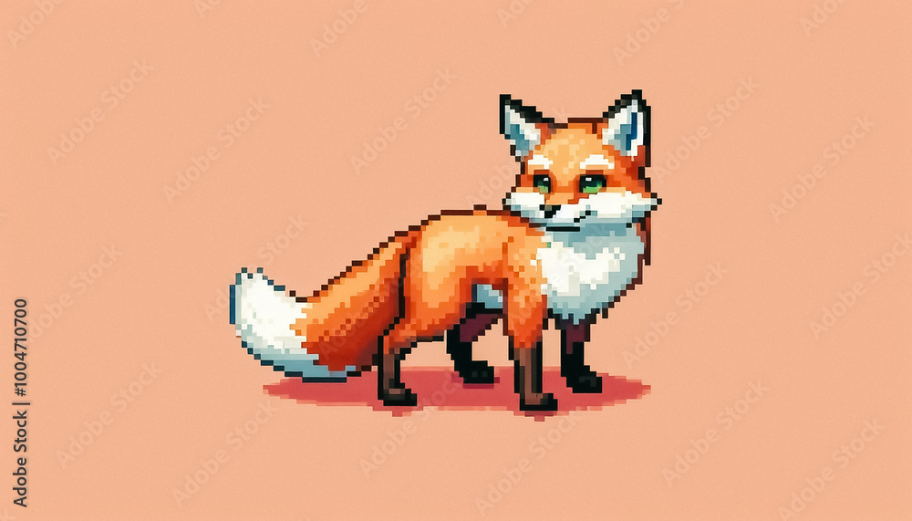 Fototapeta premium 8bit pixel art style illustration of an animal