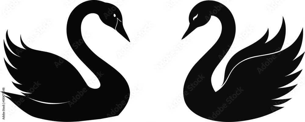 Obraz premium swan vector silhouette