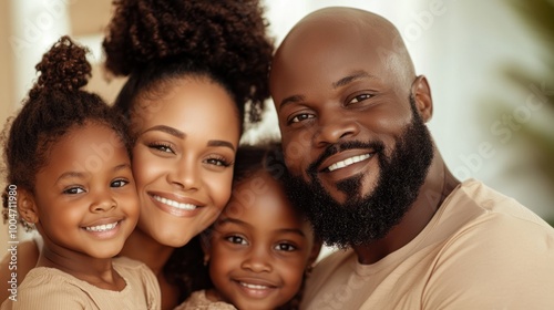 Happy family portrait showing love and togetherness with joyful smiles.