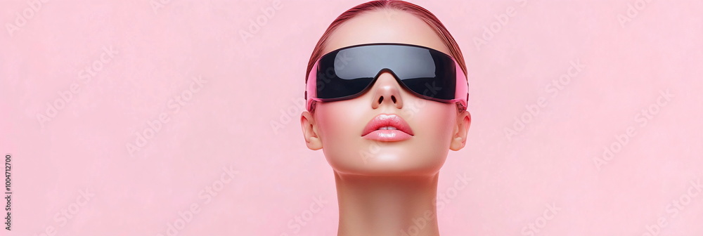 woman with flawless skin wearing protective laser hair removal goggles woman with flawless skin wearing protective laser hair removal goggles