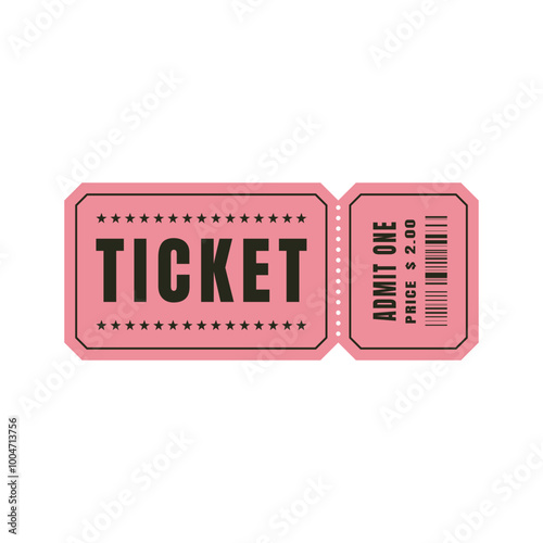 1 pink a1 ticket tempRetro ticket design template. Admit one. Ticket for cinema, movie, circus, carnival, film, festival, etc. Vector illustration