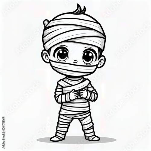 Cute Mummy Boy Coloring Page