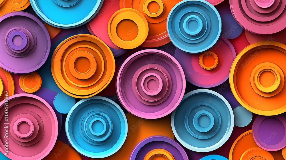 A dynamic pattern of concentric circles with gradient fills. A dynamic pattern of concentric circles with gradient fills.