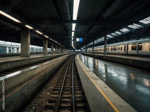 Modern high-speed train tracks.