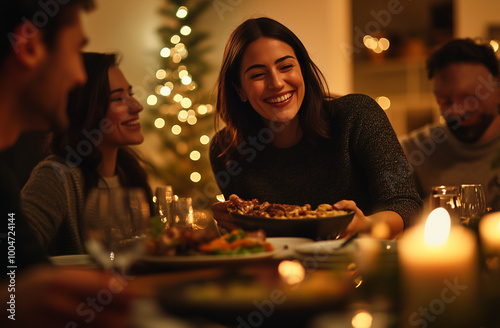 Famiglia festeggia insieme il natale e il nuovo anno