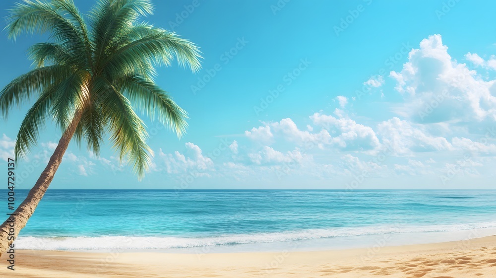 Tropical beach paradise with palm tree Tropical beach paradise with palm tree