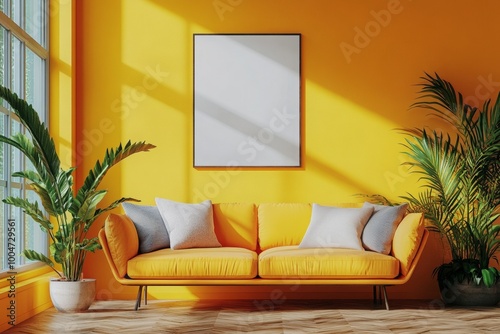 Frame mock up in diferrent interior design style, AI generated photo