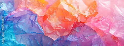 Vibrant crumpled plastic bags