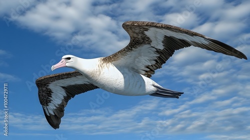 Wandering Albatross Bird Flying in Nature under Blue Sky, Photo Realistic, Wallpaper, Cover and Screen for Smartphone, PC, Laptop, 9:16 and 16:9 Format