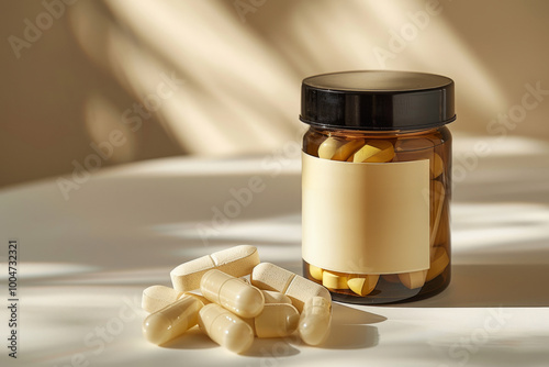 Vitamin B12 pills, Multi vitamin pills, pills bottle mockup, amino acid glycine, magnesium glycinate, Antibiotic pill capsules, calcium pill, Paracetamol, drug bottle mockup...