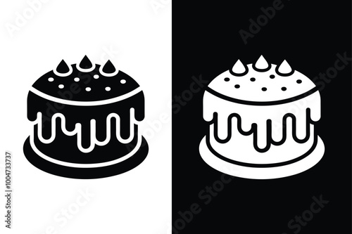 Cake vector design line out logo icon on white background. photo