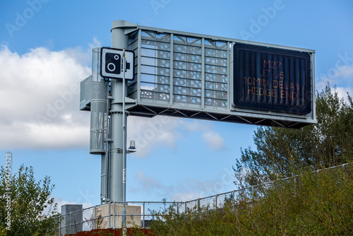 Tableau sur toile British motorway gantry sign over the M27