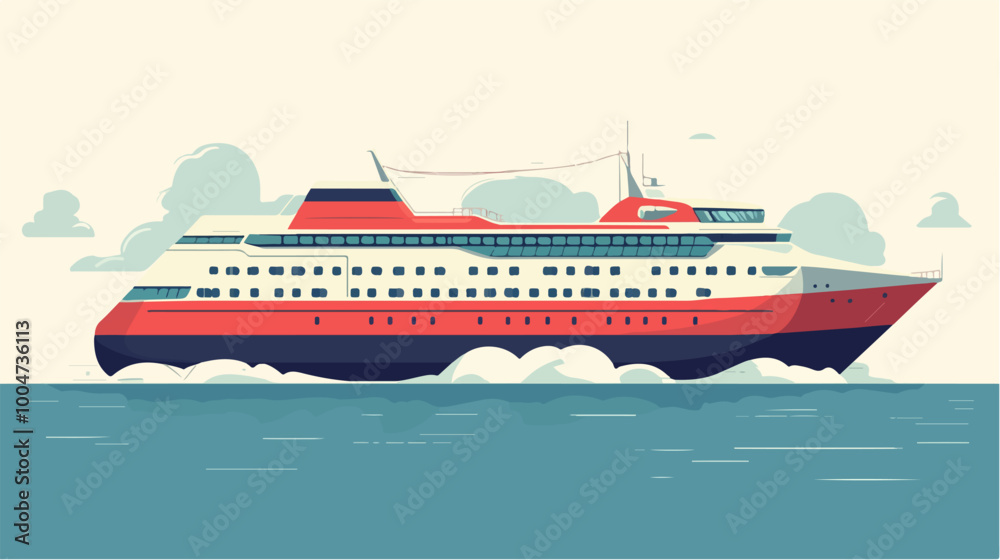 Illustration of a modern cruise ship. Large passenger ship. Illustration of a modern cruise ship. Large passenger ship.