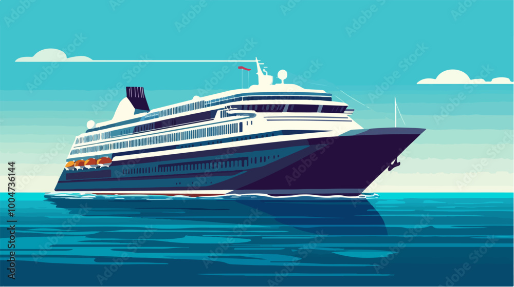 Illustration of a modern cruise ship. Large passenger ship. Illustration of a modern cruise ship. Large passenger ship.