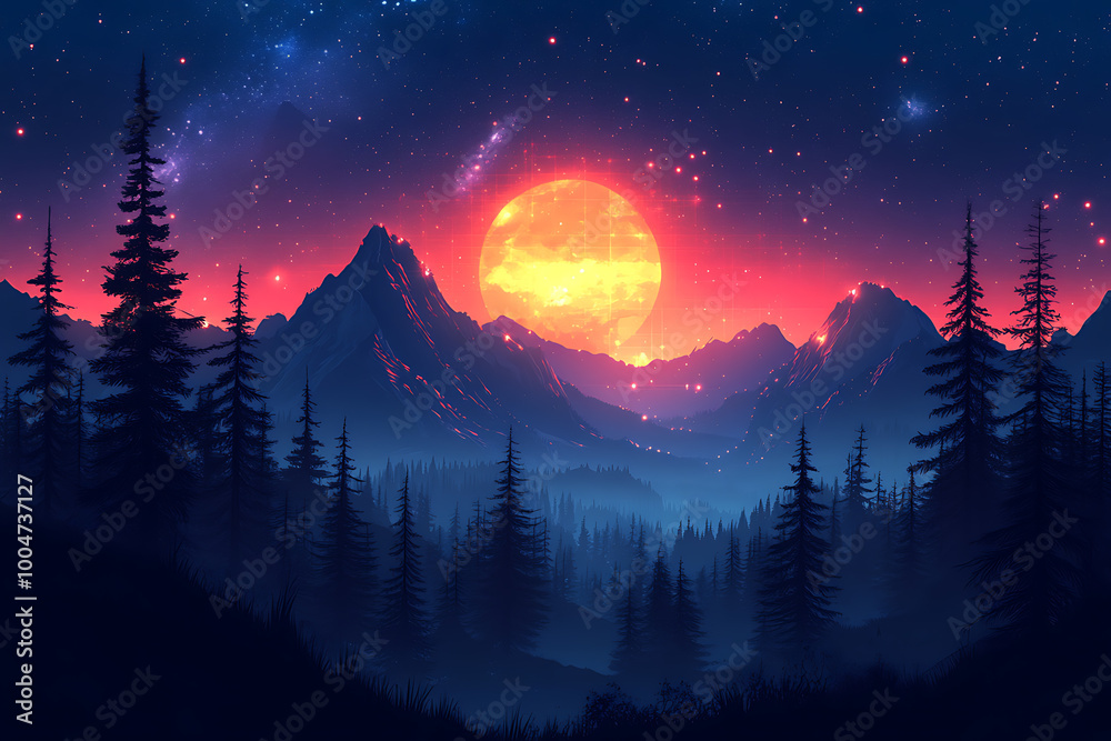 illustration featuring digital abstract technology with space for titles, layered over a forest background. Ideal for tech design concepts.
illustration featuring digital abstract technology with space for titles, layered over a forest background. Ideal for tech design concepts.