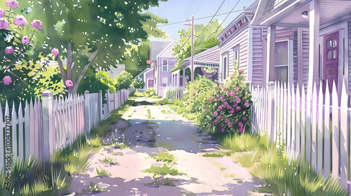 Sunlit New England in Vintage Illustration