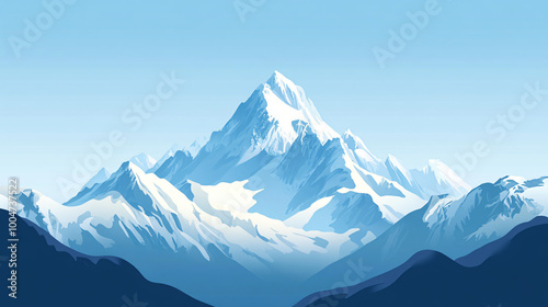 A dramatic mountain landscape background with a clear blue sky, ideal for adventure themes.