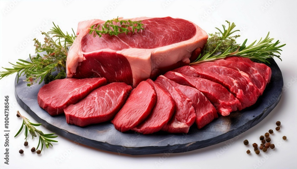 Elegant Arrangement of Beef Cuts with Herbs Elegant Arrangement of Beef Cuts with Herbs