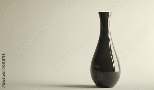 modern black glass vase on neutral background