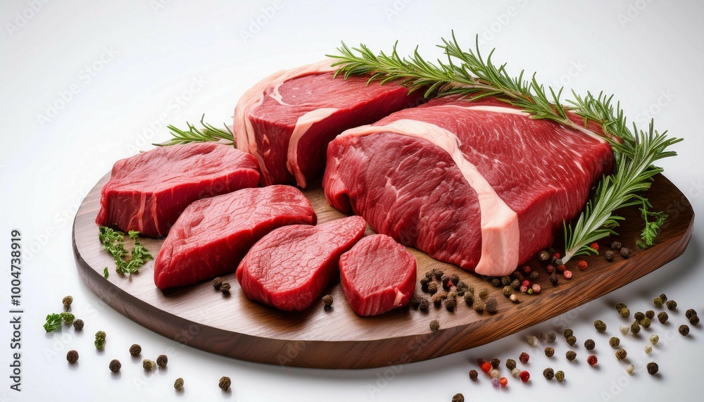 Elegant Arrangement of Beef Cuts with Herbs Elegant Arrangement of Beef Cuts with Herbs