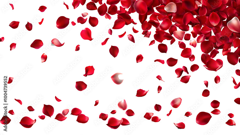 Set of Falling Red Rose Petals Isolated on white Background.AI GENERATED Set of Falling Red Rose Petals Isolated on white Background.AI GENERATED