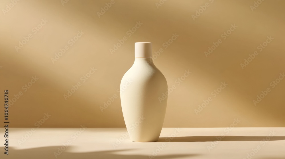 A white vase sits on a table in front of a yellow wall A white vase sits on a table in front of a yellow wall