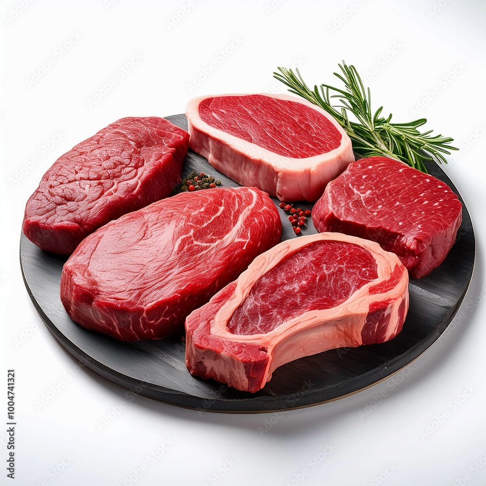 Elegant Arrangement of Beef Cuts with Herbs Elegant Arrangement of Beef Cuts with Herbs