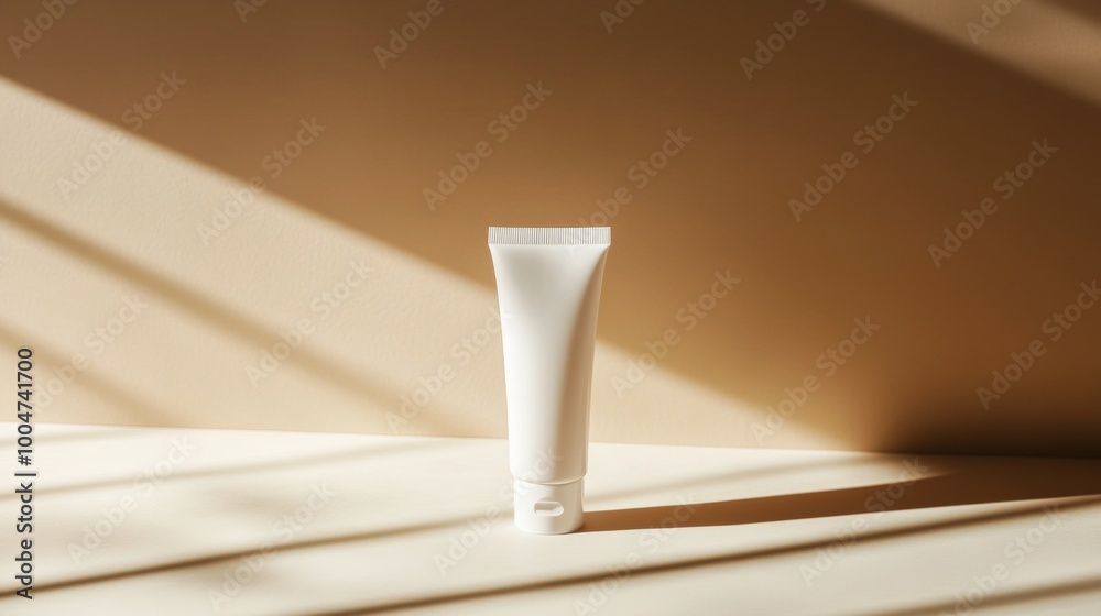 A tube of white cream sits on a table in the sun A tube of white cream sits on a table in the sun