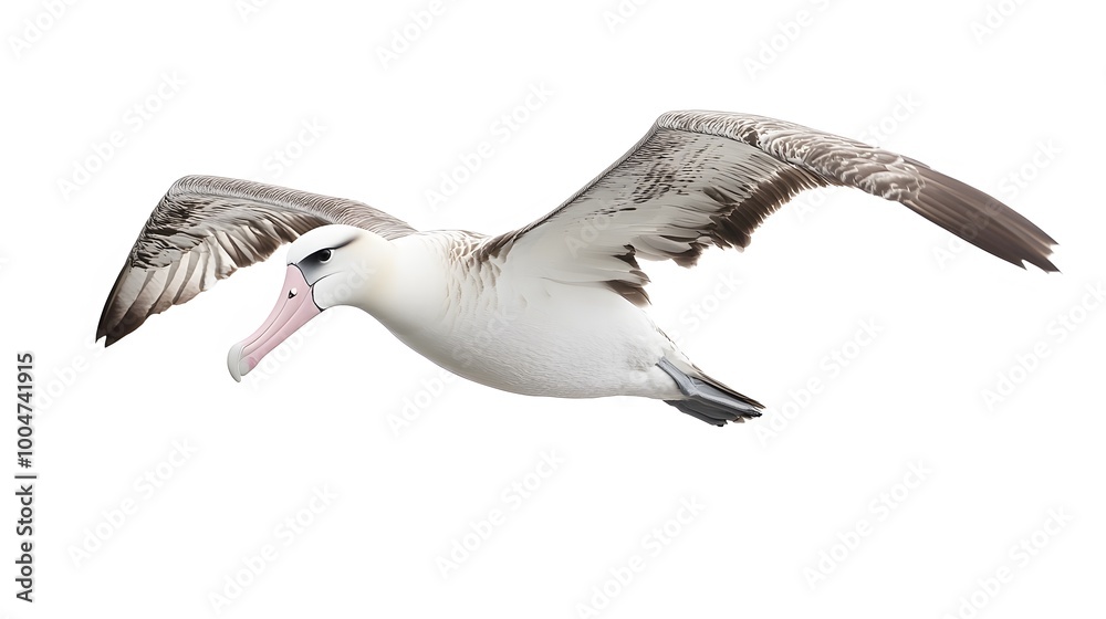 Obraz premium Wandering Albatross Bird Flying on White Background, Photo Realistic, Wallpaper, Cover and Screen for Smartphone, PC, Laptop, 9:16 and 16:9 Format