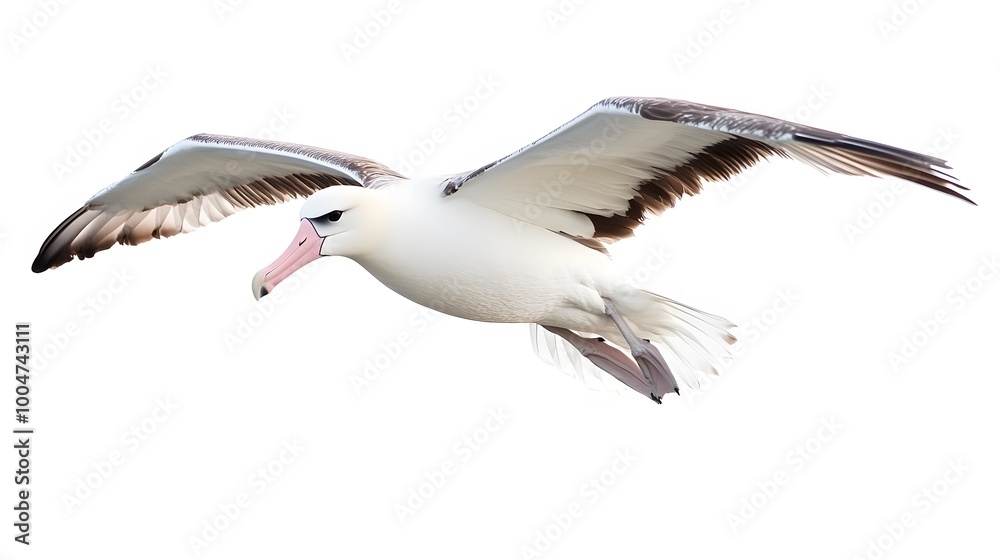 Fototapeta premium Wandering Albatross Bird Flying on White Background, Photo Realistic, Wallpaper, Cover and Screen for Smartphone, PC, Laptop, 9:16 and 16:9 Format