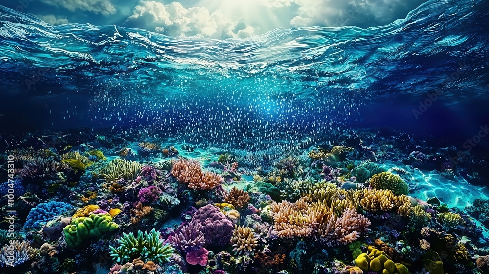 Fototapeta premium Aerial View of Underwater Coral Reef Design