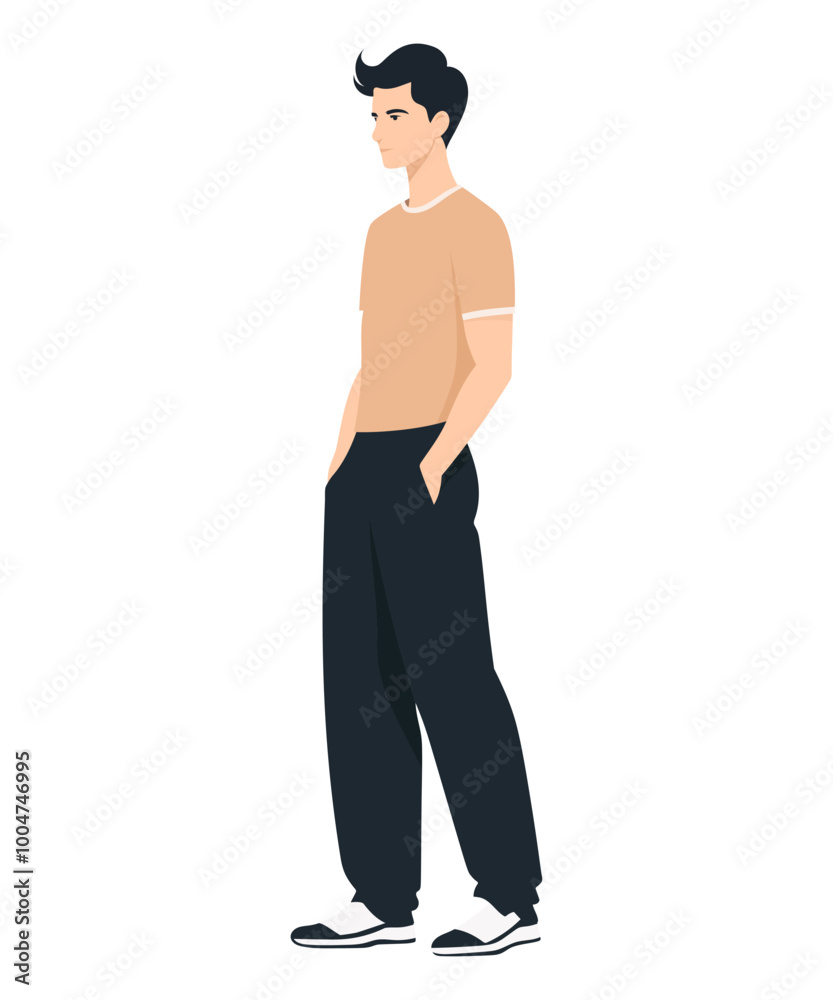 Fototapeta premium Young man in stylish casual clothes. Vector illustration on a white background