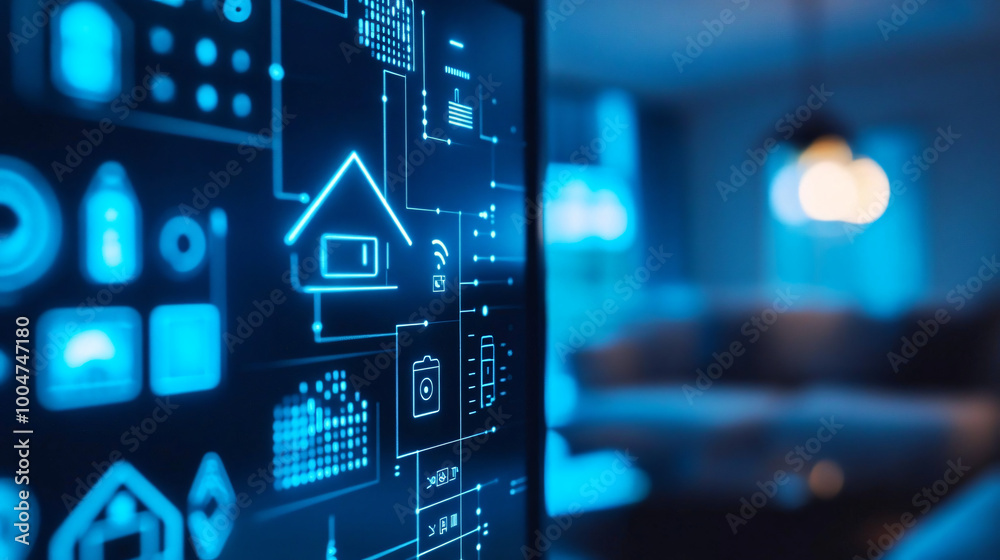 Obraz premium A digital interface for controlling home automation systems. A digital interface for controlling home automation systems.