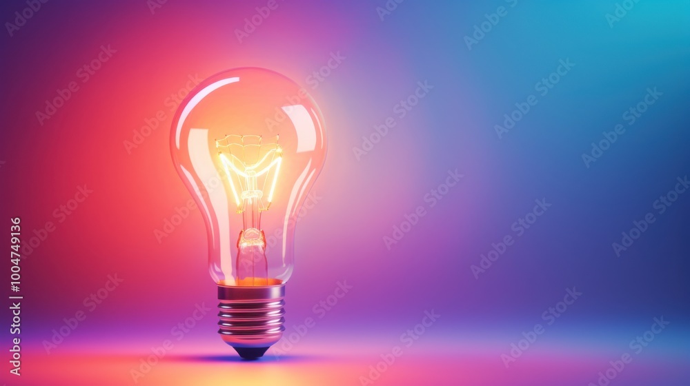 A vibrant light bulb glows warmly against a colorful gradient backdrop, symbolizing innovation, creativity, and illumination. A vibrant light bulb glows warmly against a colorful gradient backdrop, symbolizing innovation, creativity, and illumination.