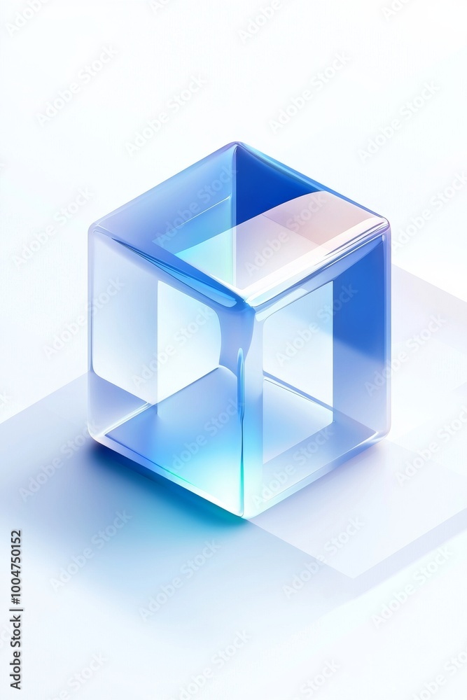Futuristic design concept featuring a unique and transparent blue cube, embodying modern aesthetics Futuristic design concept featuring a unique and transparent blue cube, embodying modern aesthetics