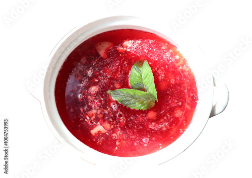 Wallpaper Mural Turkish national refreshing summer drink raspberry-cranberry sherbet with spices with mint leaves in porcelain dishes with handles - color photo, isolate for design Torontodigital.ca