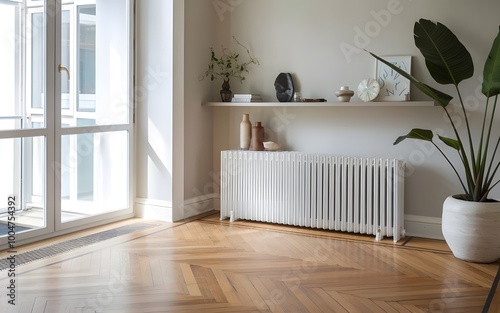 Sleek Modern Radiator for Central Heating System in Contemporary Home Interior