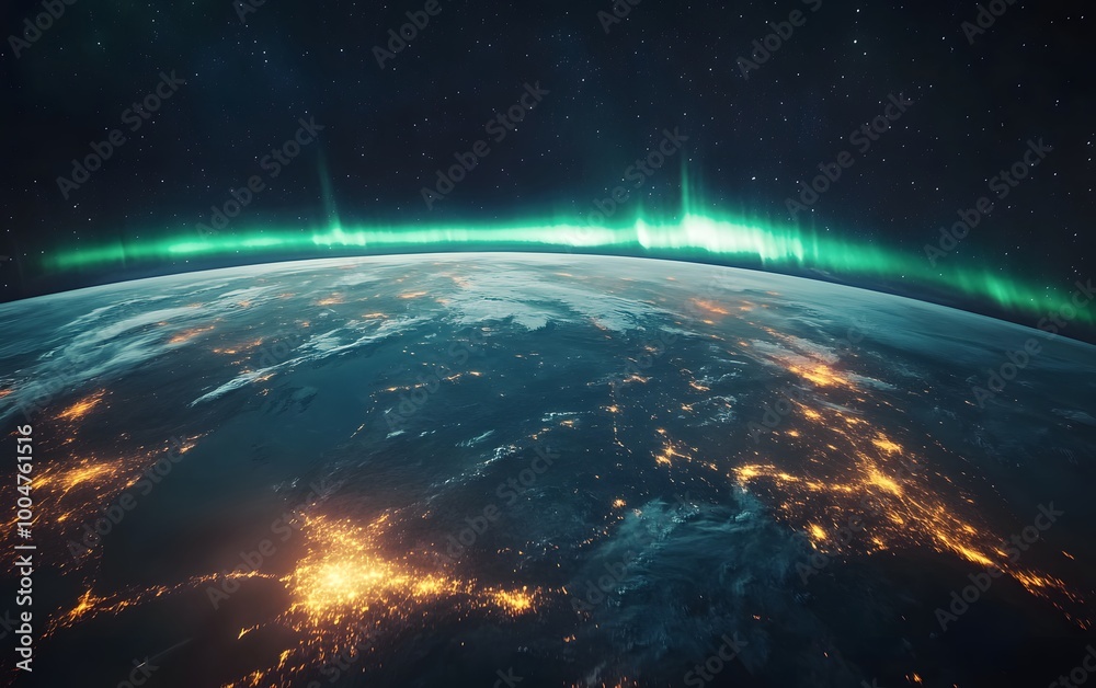 Fototapeta premium Stunning view of the northern lights from space