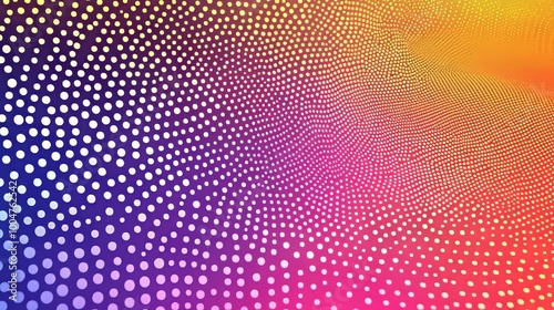 Abstract dots in a colorful halftone gradient, creating a vibrant and dynamic background texture. -