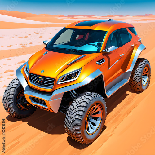 Introducing the ultimate off-road vehicle designed to handle natural disasters with ease. This powerful car features state-of-the-art innovations, radiation protection, and modern art-inspired styling