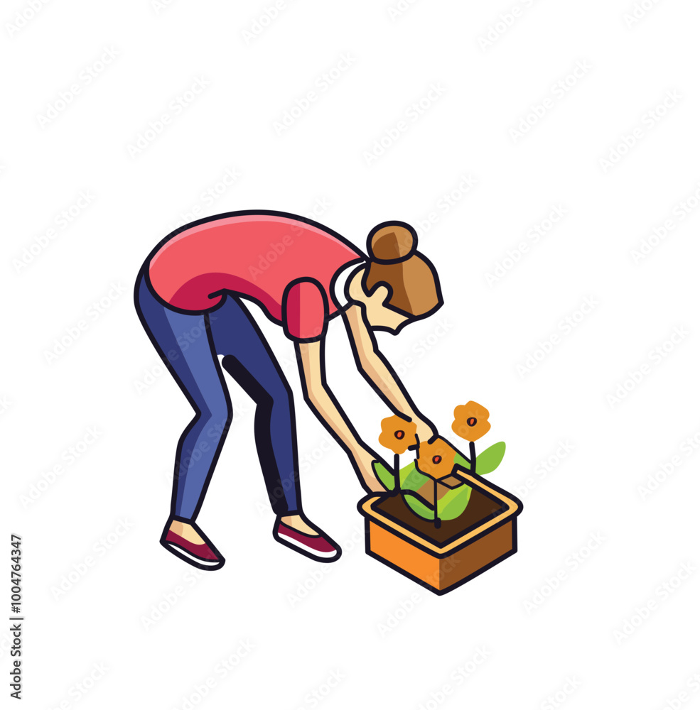Woman gardening vector Woman gardening vector