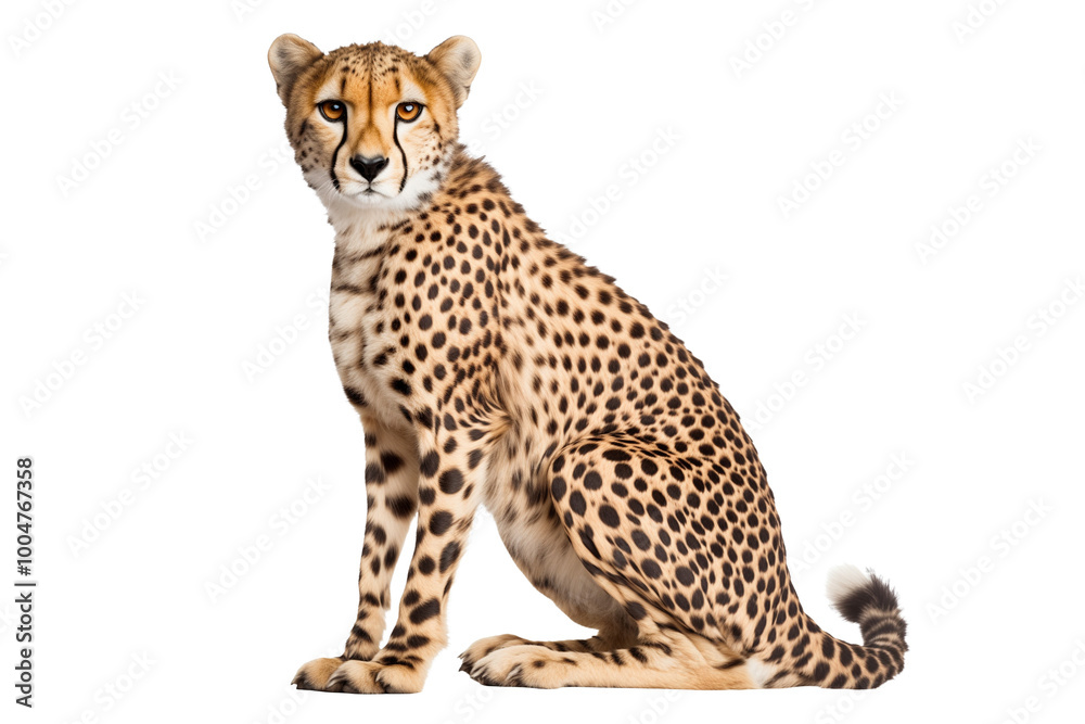 Majestic Cheetah in Profile isolated on white. Generative ai Majestic Cheetah in Profile isolated on white. Generative ai