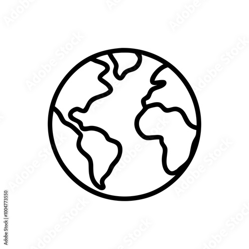Minimalist world map icon in black and white outline style.