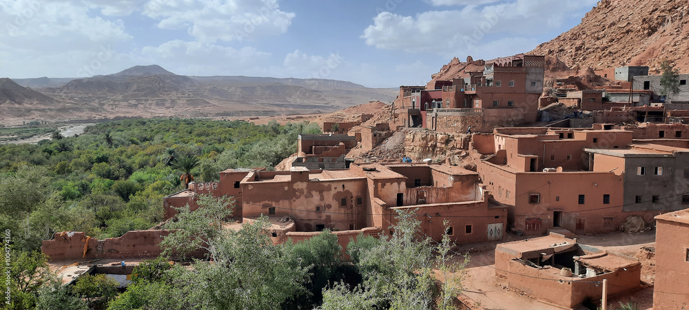 Naklejka premium Breathtaking Landscape of Tazleft Village, Ouarzazate.