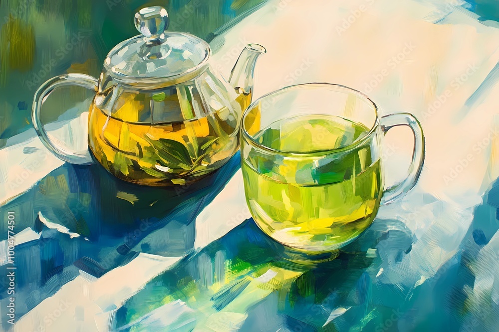 A perfectly balanced background with green tea for use in promotional stock materials. A perfectly balanced background with green tea for use in promotional stock materials.