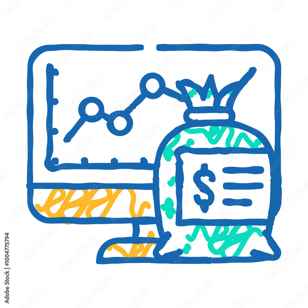 Obraz premium roi increase doodle icon sketch vector. roi increase sign. isolated symbol illustration