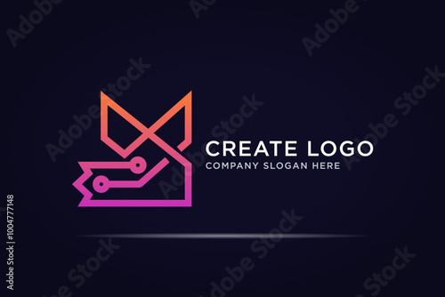 abstract digital technology logo design use line concept