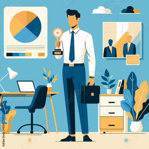 Employee Flat Vector Illustration Design photo
