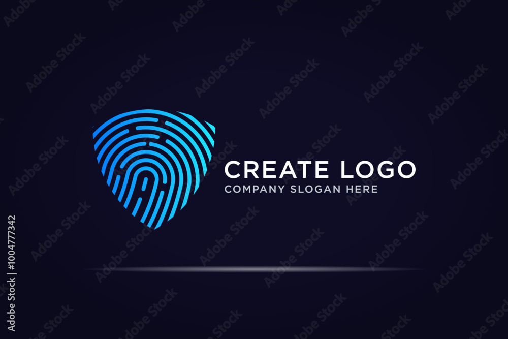 shield fingerprint technology logo use line concept