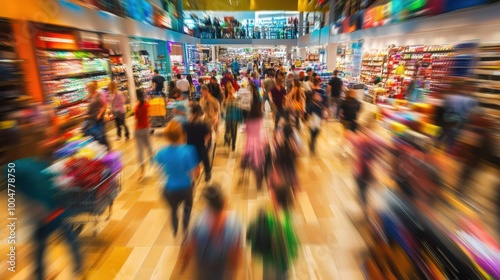 Wallpaper Mural Crowded store scene with shoppers rushing and competing for discounted products capturing the excitement and frenzy of retail shopping. Torontodigital.ca
